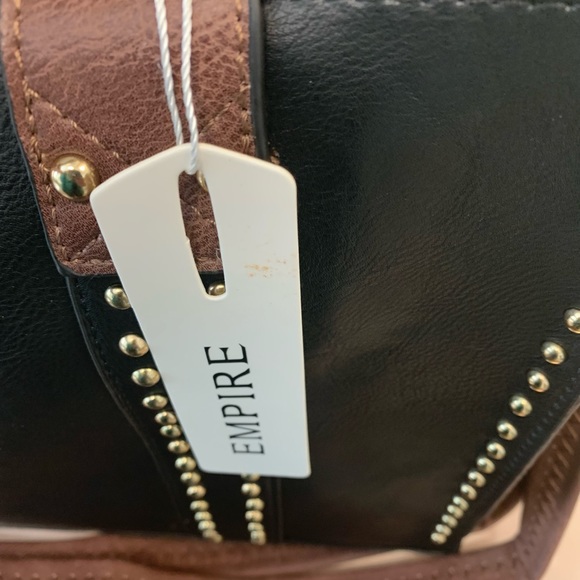 Studded 3-in-1 Handbag in Black & Brown
